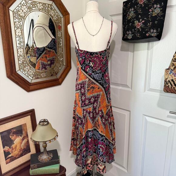 VTG Y2K Eva Blue Orange Multicolor Patchwork Beaded Boho Fairy Maxi Dress 10/M - Picture 4 of 8